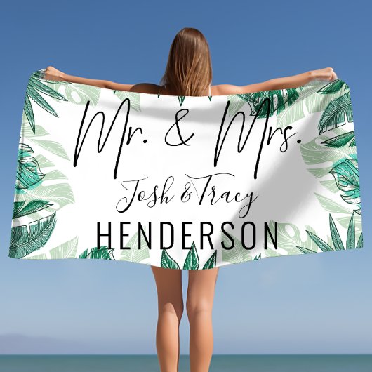 新郎新婦，夫妻，記念日，婚約 ビーチタオル