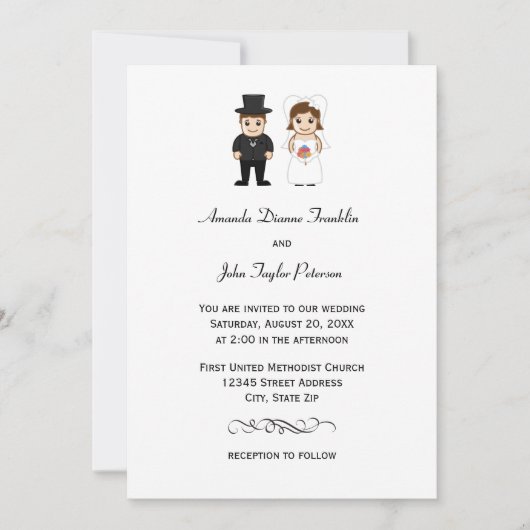 新郎新婦 – 結婚式招待状 招待状 (正面)