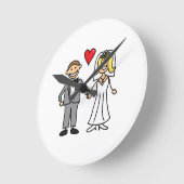 新郎新婦(自分の文字を追加) ラウンド壁時計 (傾斜)