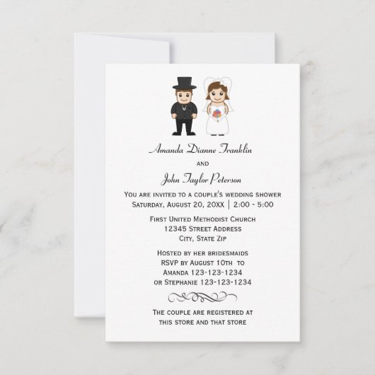新郎新婦 – 3x5カップルのシャワー招待状 招待状 (正面)