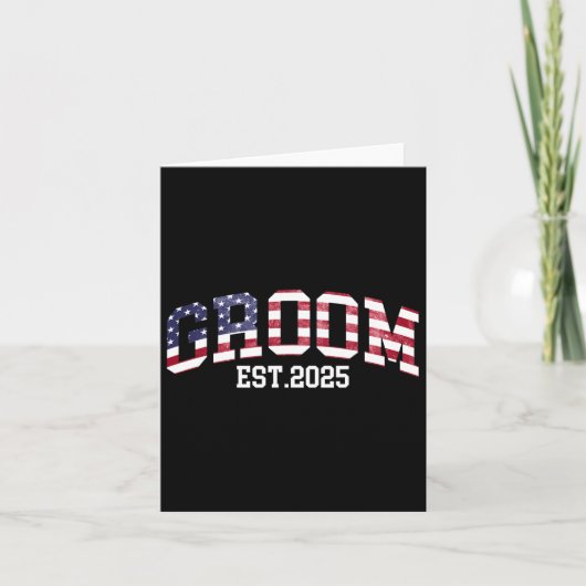 新郎新婦Est。2025年米国国旗のたった今結婚しましたカップル カード (正面)