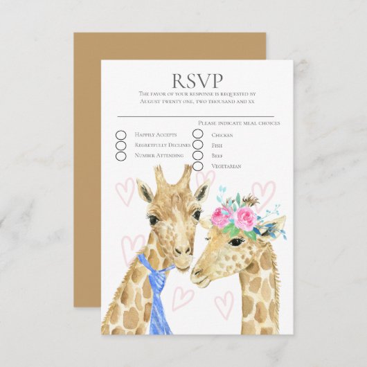 新郎新婦Giraffe Wedding RSVP (正面/裏面)