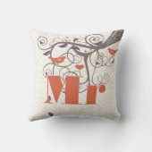 新郎新郎パープルコーラルグレージグザグバード クッション (裏面)