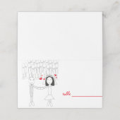 新郎漫画を赤いハート座席表 プレイスカード (外部開封)