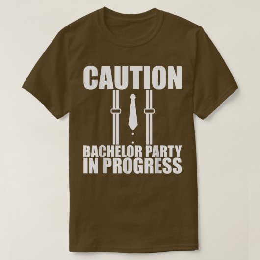 新郎独身パーティー進行中 注意 Tシャツ (デザイン正面)