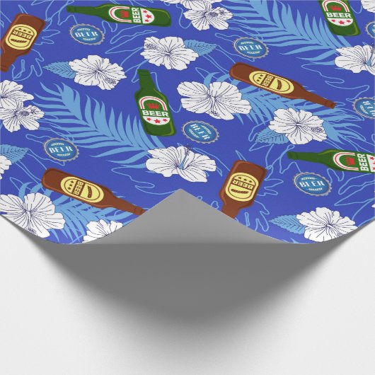 新郎独身最後の夜 ビール瓶 熱帯花 結婚式 ラッピングペーパー (角)