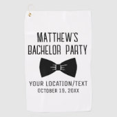 新郎独身最後の夜 ブラック ボウタイ 結婚式 ゴルフタオル (正面)