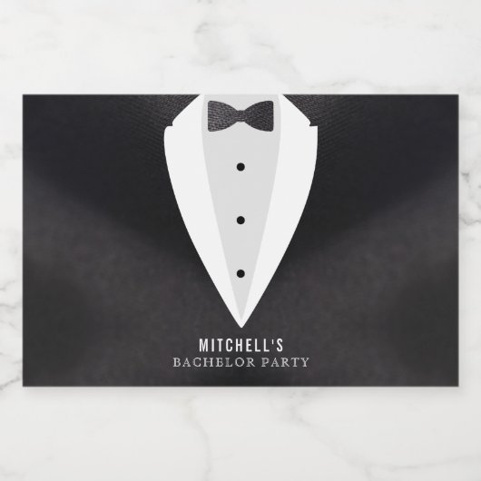 新郎独身最後の夜 黒スーツ & ネクタイ リキュールボトルラベル (シングルラベル)