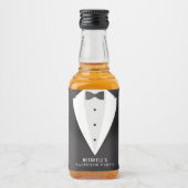 新郎独身最後の夜 黒スーツ & ネクタイ リキュールボトルラベル (正面)