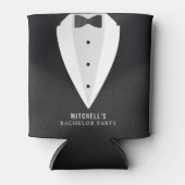 新郎独身最後の夜 黒スーツ & ネクタイ 缶クーラー (正面)