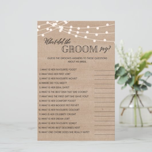 新郎素朴が何と言ったかブライダルシャワーゲーム (スタンド正面)