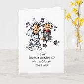 新郎結婚と新婦のステッキで音楽を楽しむ カード (黄色い花)