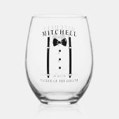 新郎結婚のパーソナライズされた父親 ステムなしワイングラス (正面)