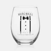 新郎結婚のパーソナライズされた父親 ステムなしワイングラス (裏面)