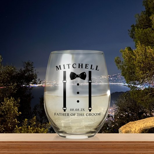 新郎結婚のパーソナライズされた父親 ステムなしワイングラス
