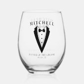 新郎結婚のパーソナライズされた父親 ステムなしワイングラス (正面)
