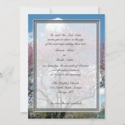 新郎結婚の両親の招きさくらんぼ 招待状 (正面)