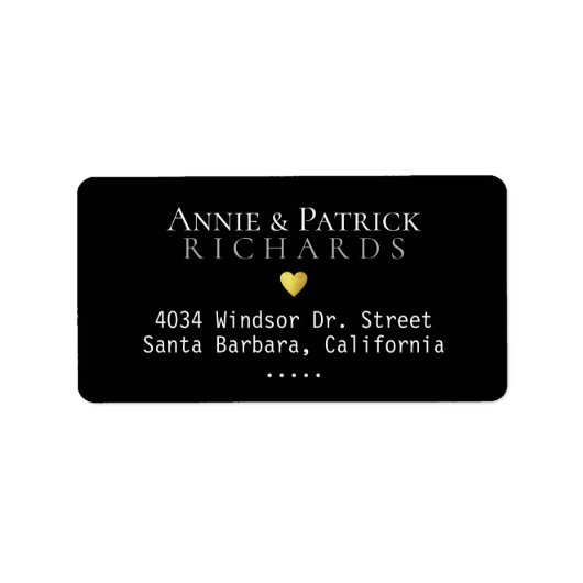 新郎結婚の苗字はブラックアドレス ラベル (正面)