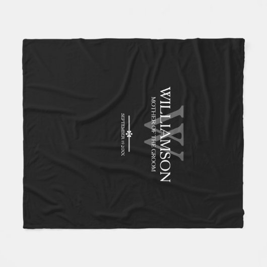 新郎結婚の贈り物モノグラムの母エレガント フリースブランケット (正面(横))