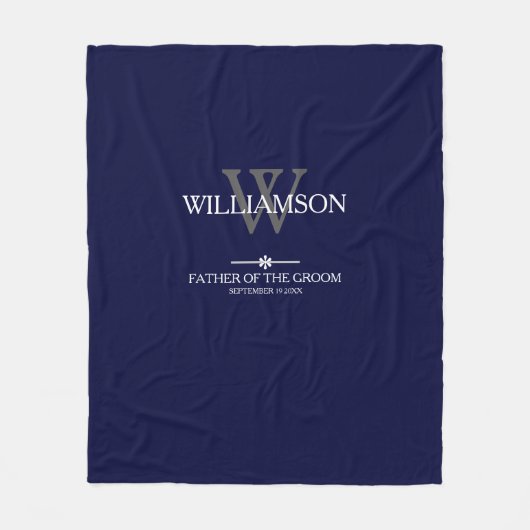 新郎結婚の贈り物モノグラムの父エレガント フリースブランケット (正面)