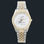 新郎結婚ギフトの母モノグラムシック 腕時計<br><div class="desc">ブライダルパーティ結婚ギフトの母の新郎ギフトのモノグラムとパーソナライズされたシックな時計エレガント(.このクリックテンプレートはモノグラムのイニシャルと名前と日付を使ってすばやく簡単にカスタマイズ結婚できる。新郎結婚ギフトモノグラムシック時計の母は、この店の親ギフトコレクションの一部である。30日返金保証。世界中で高速に出荷。新郎結婚ギフトの母モノグラムのシックな時計。アーティストRjFxx *All rights reserved.#PersonalizedMotherOfTheGroomGift #MonogramedMotherOfTheGroomGift #ParentGifts #BridalPartyGifts #ZazzleMade</div>