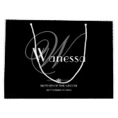 新郎結婚モノグラムのシックエレガントの母 ラージペーパーバッグ (裏面)