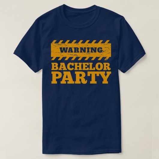 新郎結婚仲人警告バチェラーパーティーはやばい Tシャツ (デザイン正面)