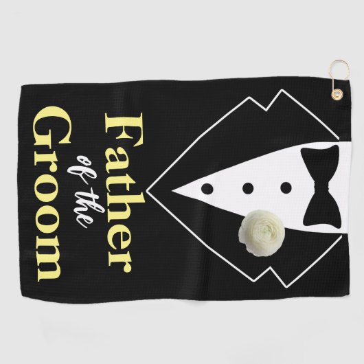 新郎結婚・タキシードの父パーソナライズされた ゴルフタオル (横)