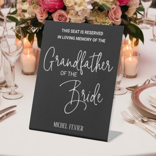 新郎記念座席の黒祖父結婚王 台座サイン