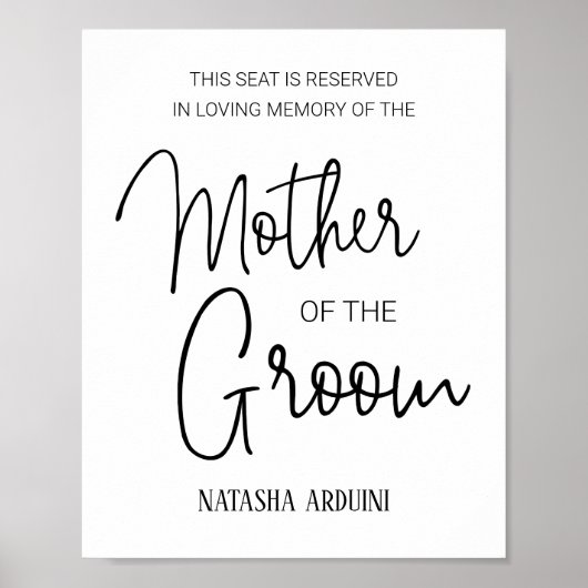 新郎記念指定席の母結婚母 ポスター (正面)