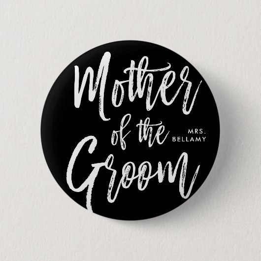新郎|の原稿のスタイルのカスタムの黒の母 缶バッジ (正面)