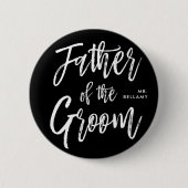 新郎|の原稿のスタイルの黒の結婚式の父 缶バッジ (正面)