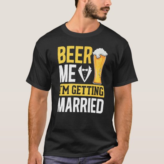 新郎 男性 ウェディング 飲酒 ビール 結婚式 前夜祭 Tシャツ (正面)