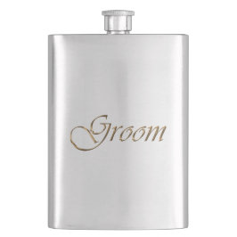 新郎、金ゴールドスクリプトエレガントシック フラスク