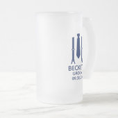 新郎 青いネクタイ フロストグラスビールジョッキ (正面右)