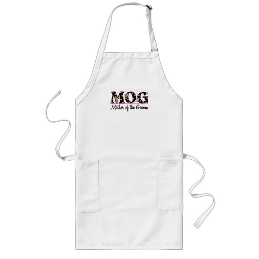 新郎(MOG)のチューリップのレタリングの母 ロングエプロン (正面)