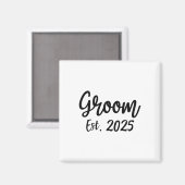 新郎Est。2025年メンズ結婚婚約パーティグロ マグネット (正面/裏面)