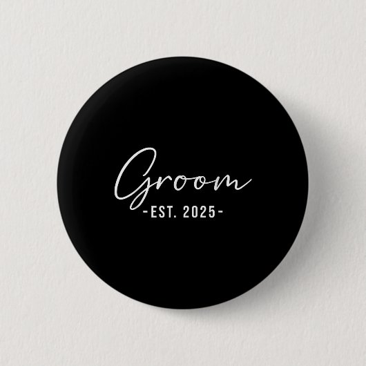 新郎Est。2025 Matching Getting Ready Bride Groom 缶バッジ (正面)