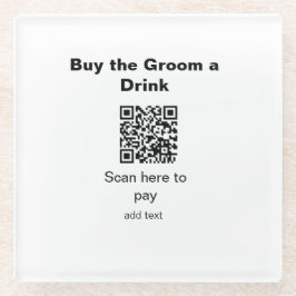新郎QRコードをスキャンして飲み代を支払う仲人 ガラスコースター