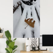 新雪のオークの葉 ポスター (ホームオフィス)