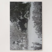 新雪の公園ベンチ ジグソーパズル (縦)