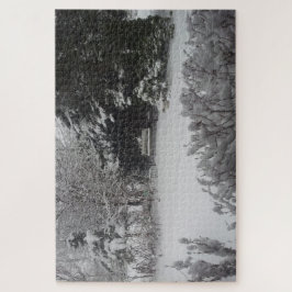 新雪の公園ベンチ ジグソーパズル