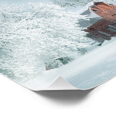 新雪の赤い納屋 フォトプリント            (角)