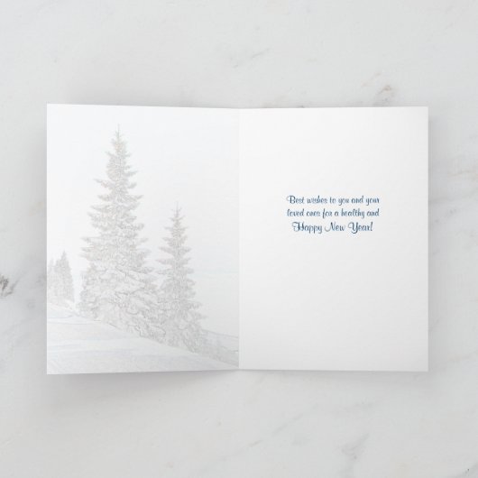 新雪の針葉樹で友人のテニソンの詩 シーズンカード (内部)
