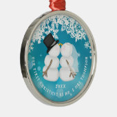 新雪カップル初めてのクリスマス メタルオーナメント (右)