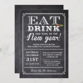 新食べ年のリングや輪とドリンクパーティー 招待状 (正面/裏面)