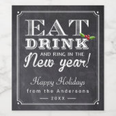 新食べ年応援の飲み物とリングや輪 ワインラベル (シングルラベル)