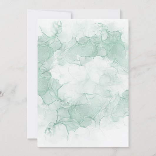 新鮮でクリーンな白と緑の結婚式招待状 招待状 (裏面)