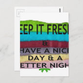 新鮮でクリーン：新しいスタートのための色のバースト ポストカード (正面/裏面)