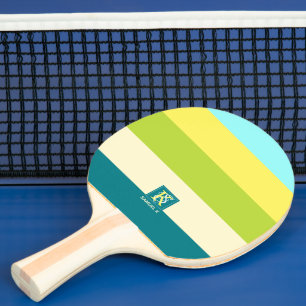 新鮮で幸せなカラフルストライプ 卓球ラケット